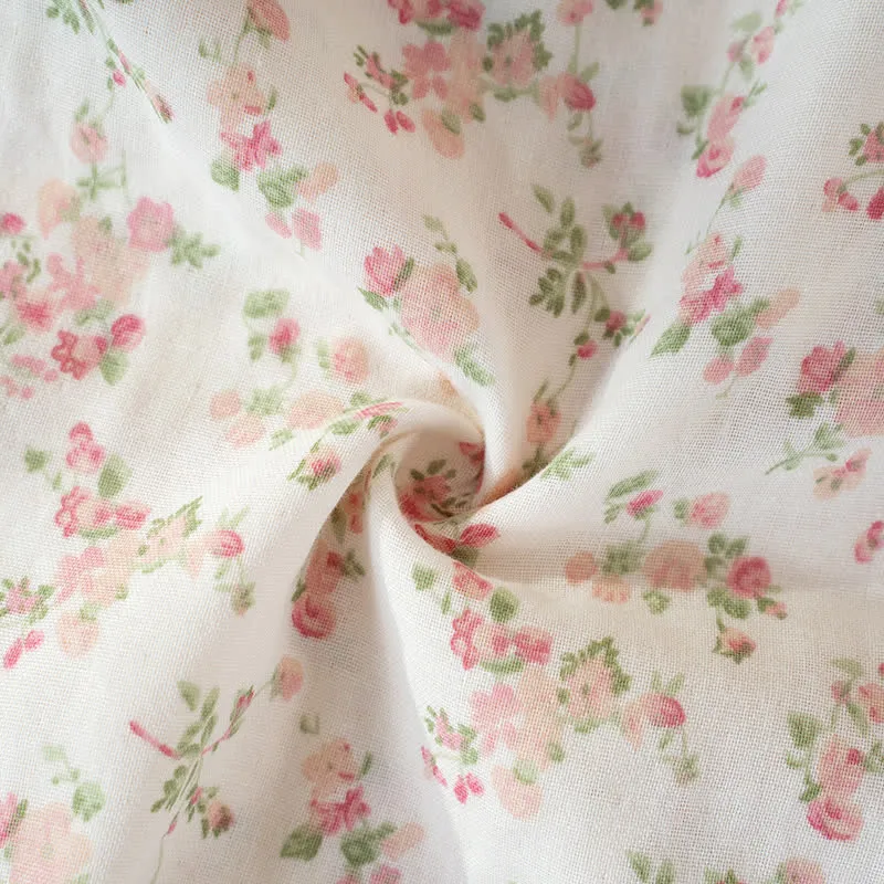 Ärmelloses Nachthemd aus reiner Baumwolle mit rosa Blumenmuster