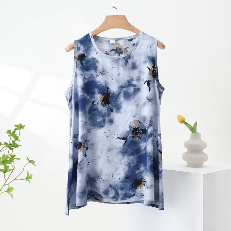 Blaues Batik-Pyjama-Set aus Tanktop und Hose