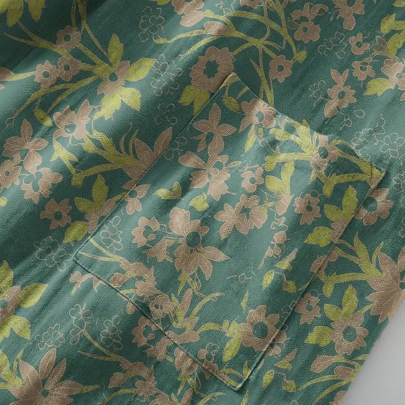Vintage-Bademantel aus rustikalem Baumwolljacquard mit Blumenmuster