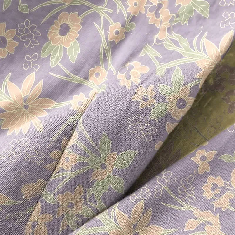 Vintage-Bademantel aus rustikalem Baumwolljacquard mit Blumenmuster