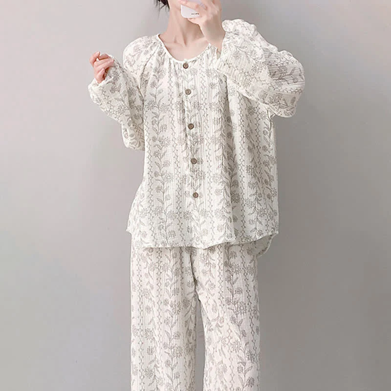 Pyjama-Set aus doppellagiger Baumwolle mit Sonnenblumenmuster
