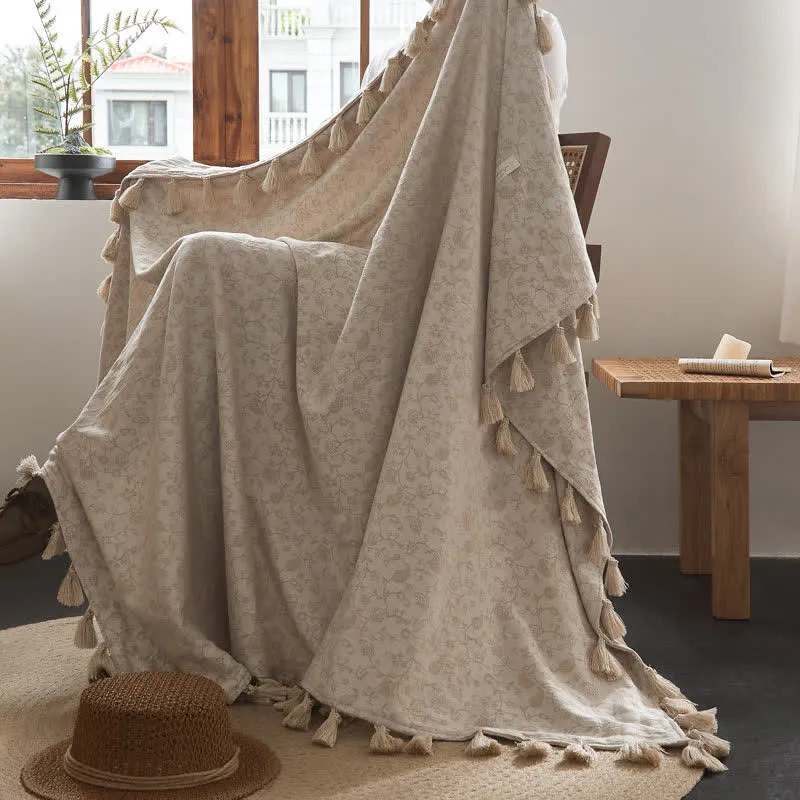 Country Vine Jacquard-Baumwoll-Leinen-Decke