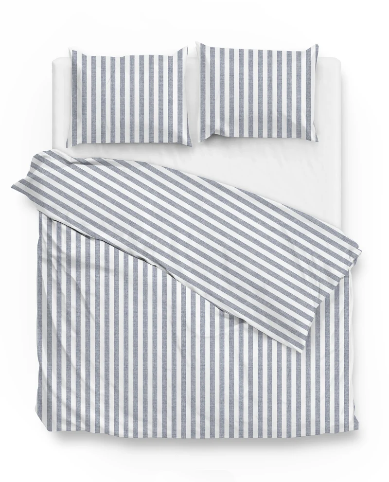 Zo! Home Bettwäsche Leinen-Optik Streifen Denim