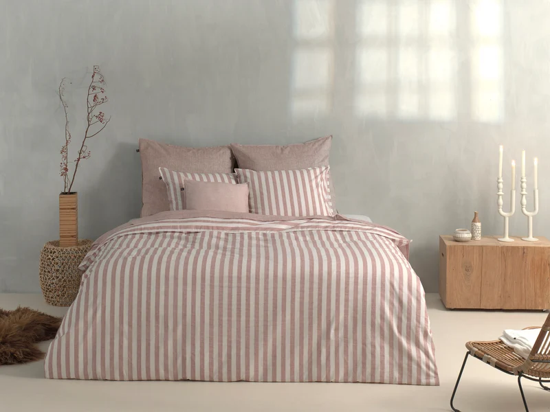 Zo! Home Bettwäsche Leinen-Optik Streifen Shell Nude-