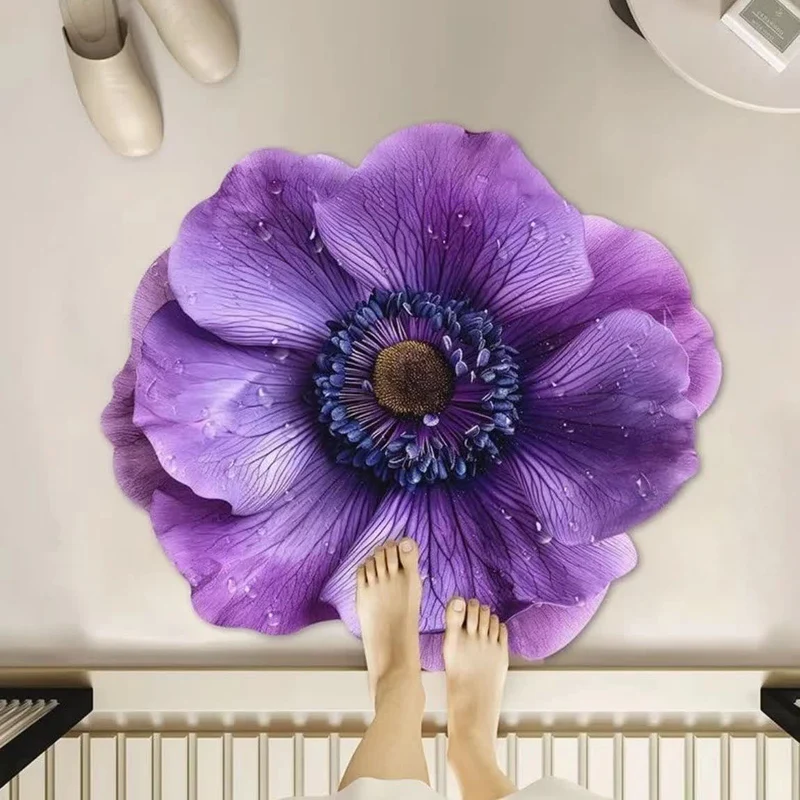 Lila Teppich mit Blumenmuster und 3D-Effekt