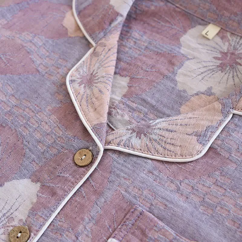 Loungewear-Set aus Baumwolle mit Kirschblüten-Jacquardmuster