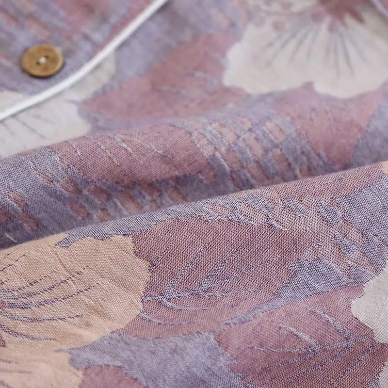 Loungewear-Set aus Baumwolle mit Kirschblüten-Jacquardmuster