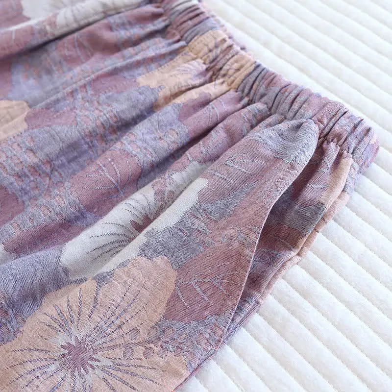 Loungewear-Set aus Baumwolle mit Kirschblüten-Jacquardmuster