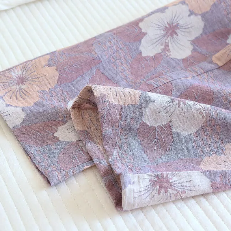 Loungewear-Set aus Baumwolle mit Kirschblüten-Jacquardmuster
