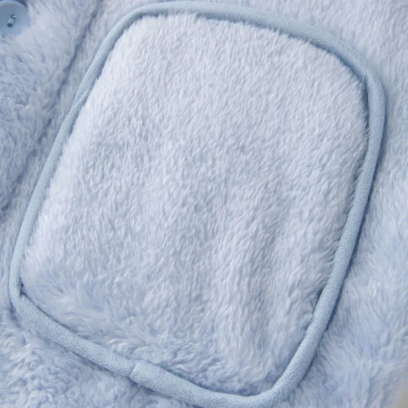 Kinder-Loungewear-Set aus Plüsch mit einfarbigen Knöpfen