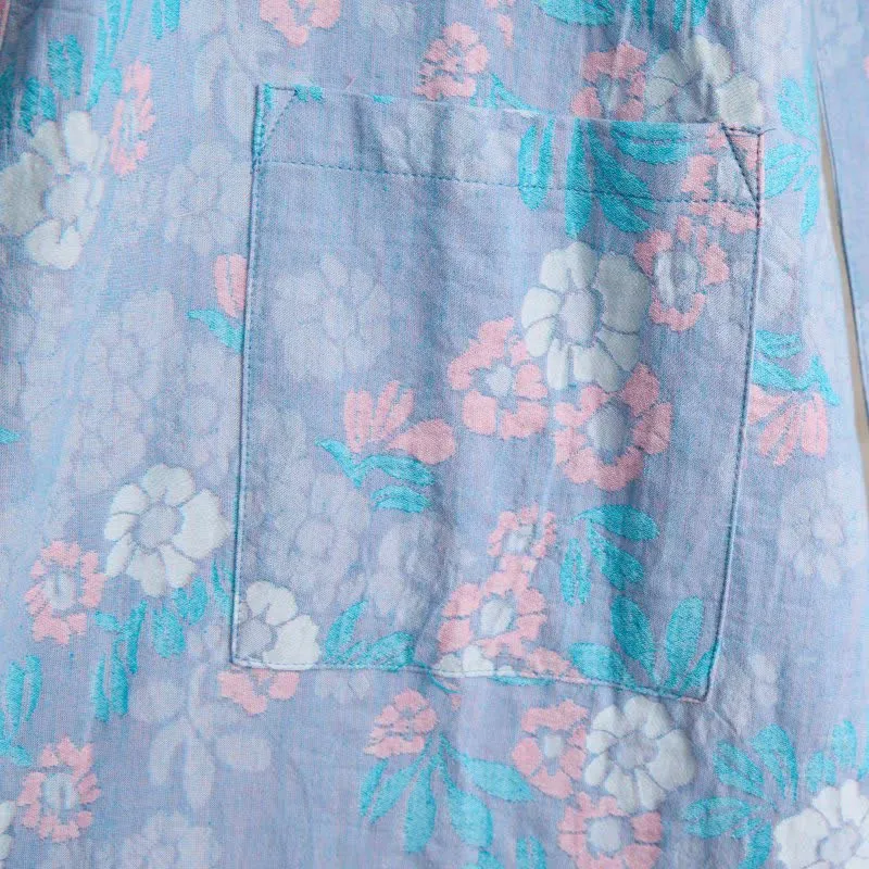 Charmante Kimono-Robe aus Baumwollgaze mit Blumenmuster