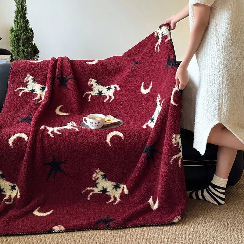 Festliche Strickdecke zum Jahr des Pferdes