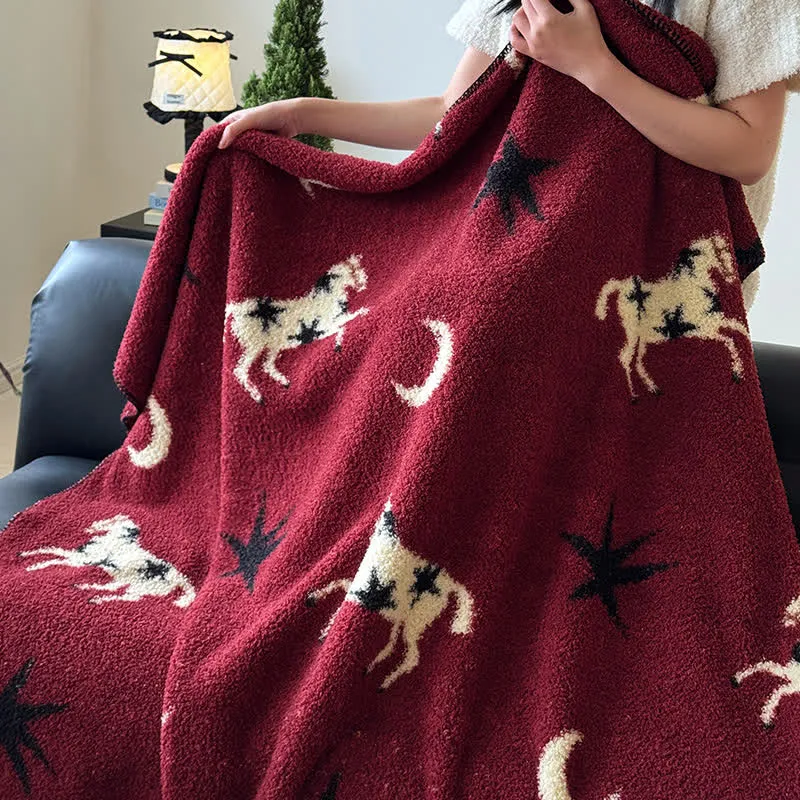 Festliche Strickdecke zum Jahr des Pferdes