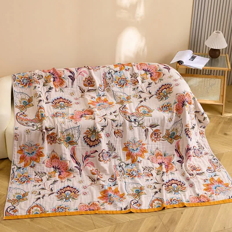 Sofadecke aus reiner Baumwolle mit Blumenmuster