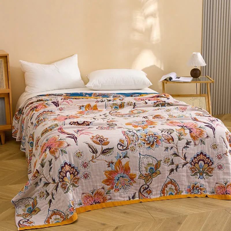 Sofadecke aus reiner Baumwolle mit Blumenmuster