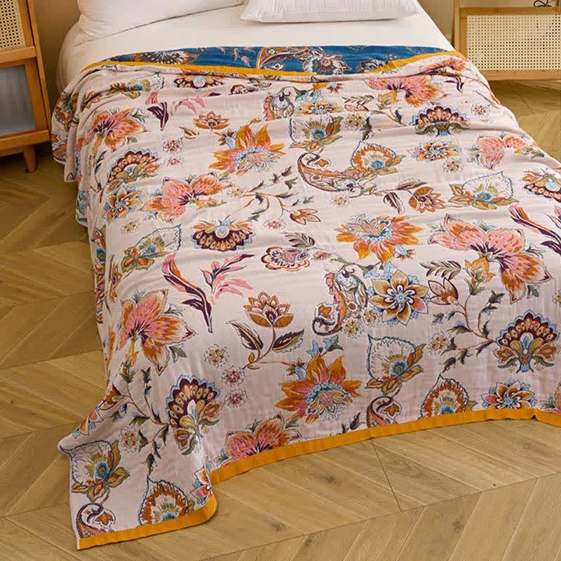 Sofadecke aus reiner Baumwolle mit Blumenmuster