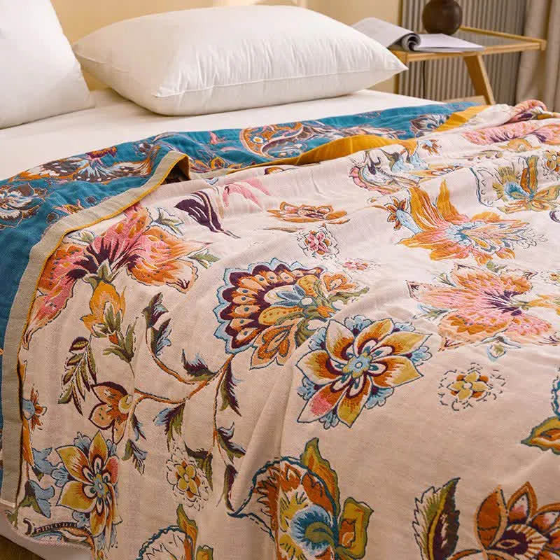 Sofadecke aus reiner Baumwolle mit Blumenmuster