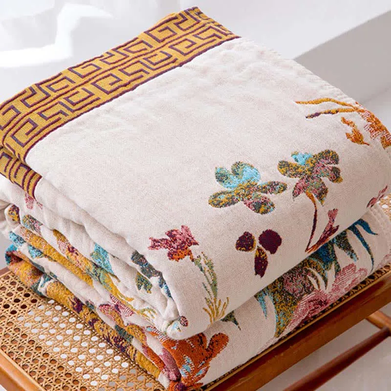 Sofadecke aus reiner Baumwolle mit Blumenmuster