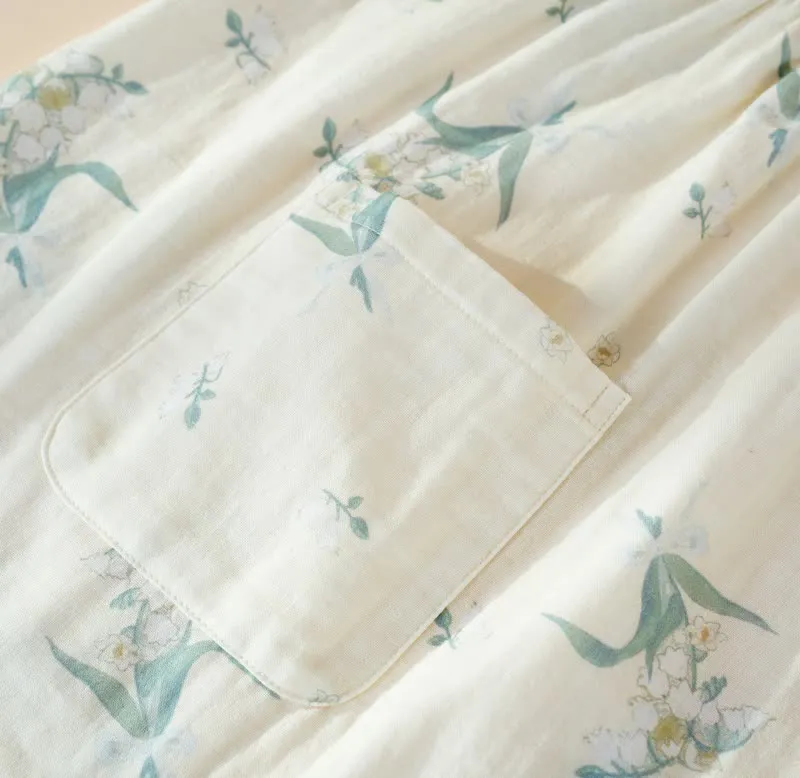 Pyjama-Set aus Baumwollgaze mit Glockenblumenmuster