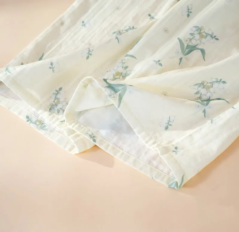 Pyjama-Set aus Baumwollgaze mit Glockenblumenmuster