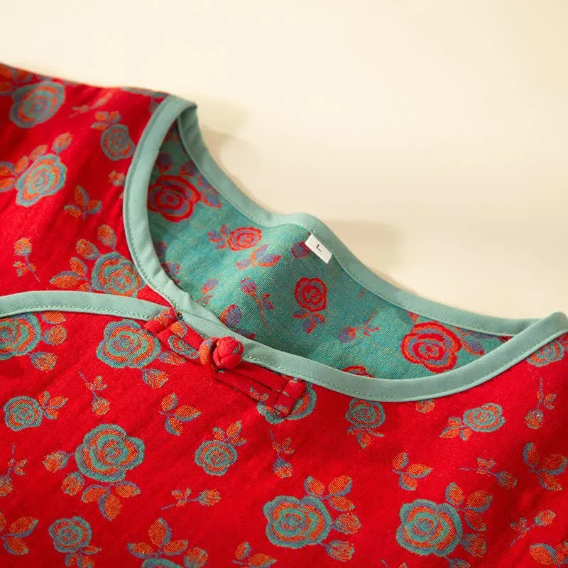 Orientalisches Vintage-Rosen-Baumwoll-Loungewear-Set