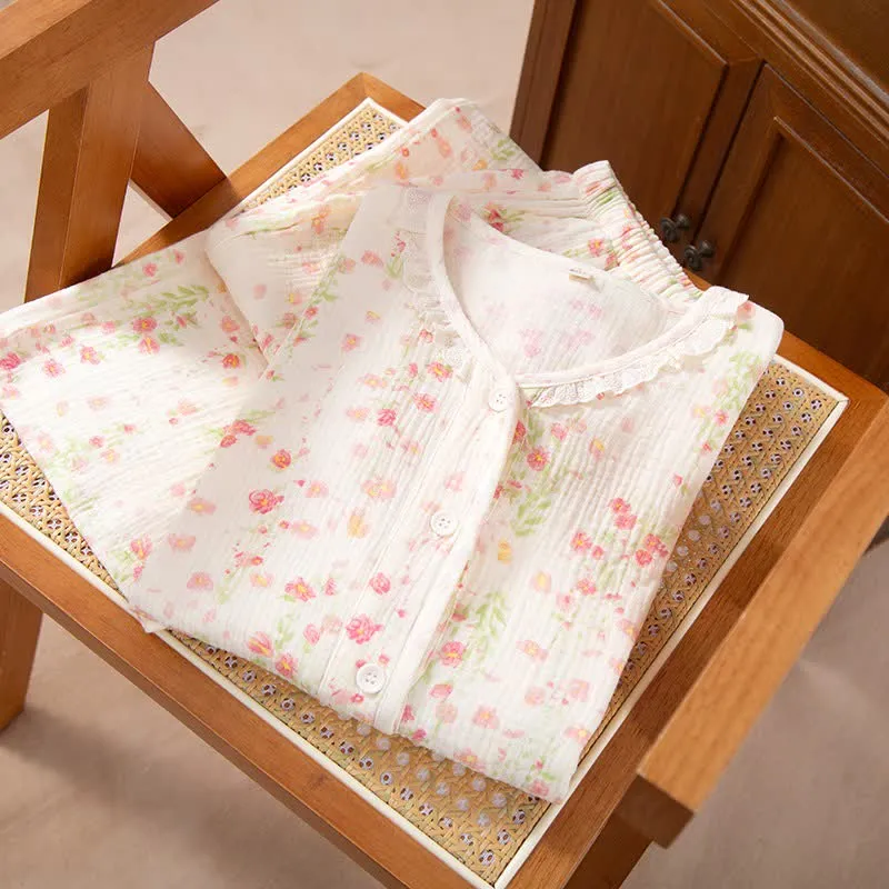 Elegantes Pyjama-Set aus begonienfarbener Baumwollgaze