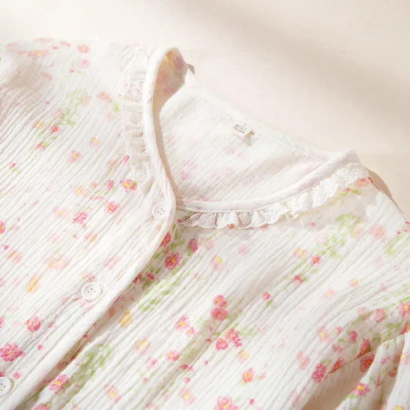 Elegantes Pyjama-Set aus begonienfarbener Baumwollgaze