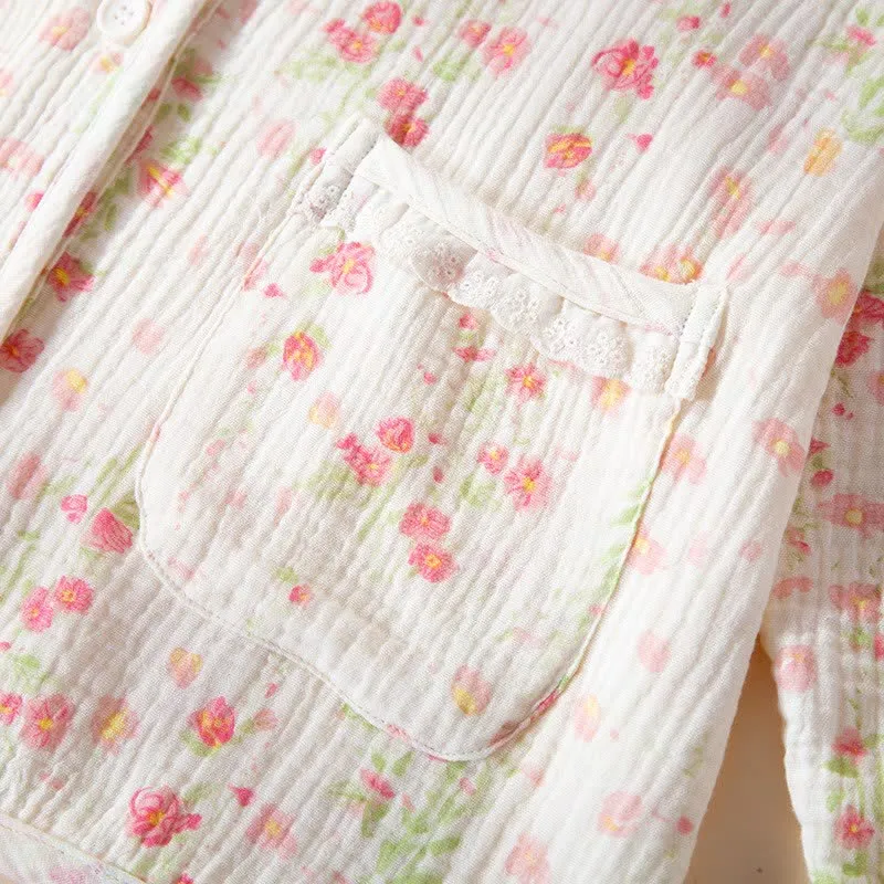 Elegantes Pyjama-Set aus begonienfarbener Baumwollgaze