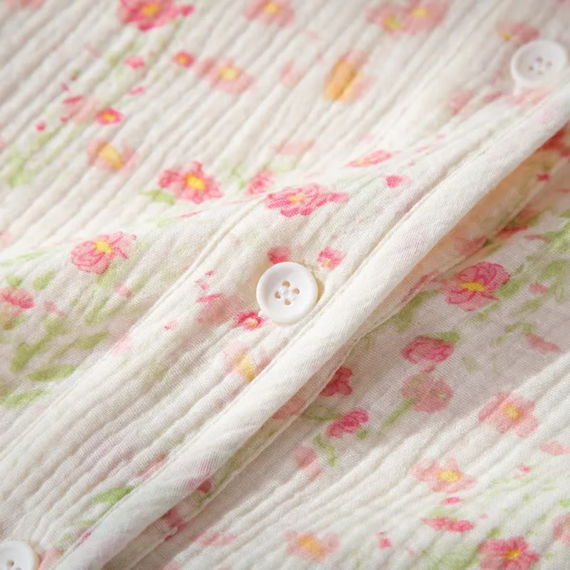 Elegantes Pyjama-Set aus begonienfarbener Baumwollgaze