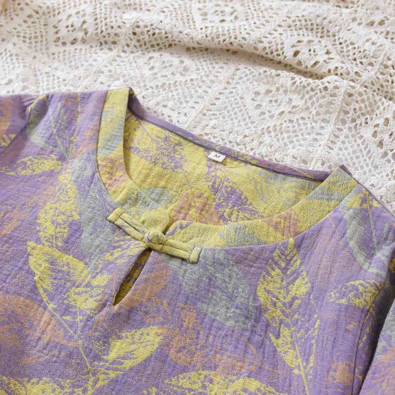 Pyjama-Set im orientalischen Stil mit Blattmotiven aus reiner Baumwolle
