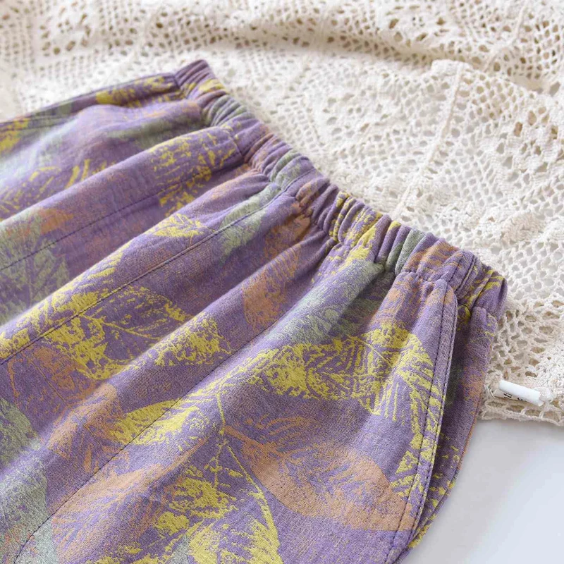 Pyjama-Set im orientalischen Stil mit Blattmotiven aus reiner Baumwolle
