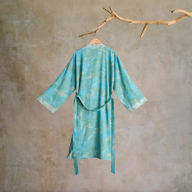 Kimono-Bademantel aus Naturbaumwollgaze
