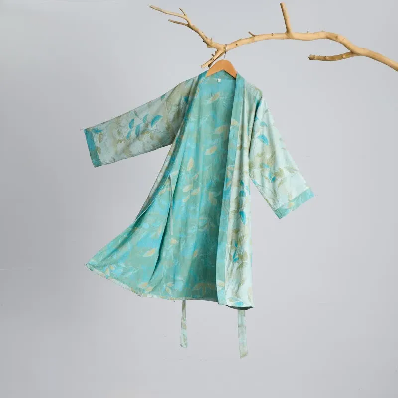 Kimono-Bademantel aus Naturbaumwollgaze