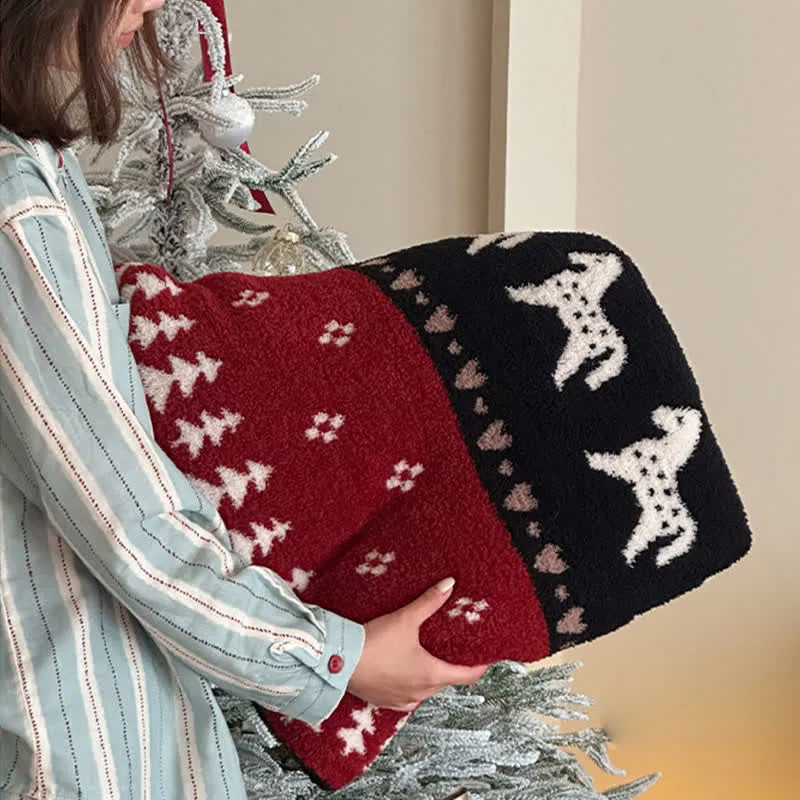 Ownkoti Vintage-Überwurfdecke mit nordischem Pferde- und Schneeflockenmotiv
