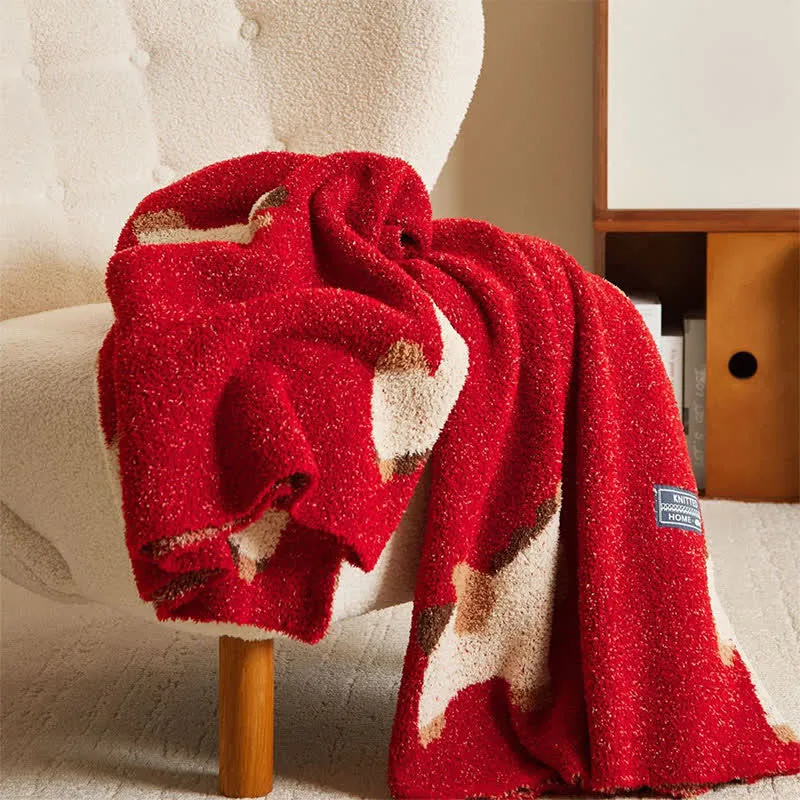 Ownkoti Festliche, weiche Strickdecke mit Pferdemotiv