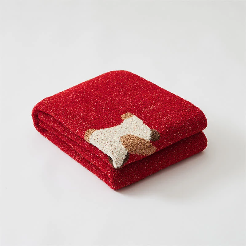 Ownkoti Festliche, weiche Strickdecke mit Pferdemotiv