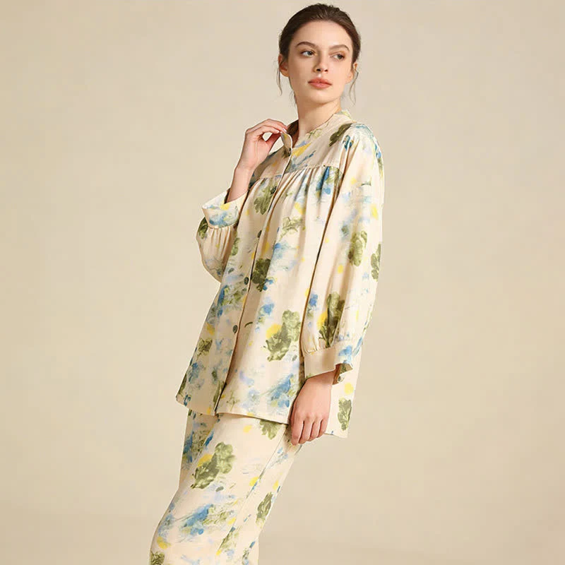 Loungewear-Set aus Baumwolle mit orientalischem Tintenmuster