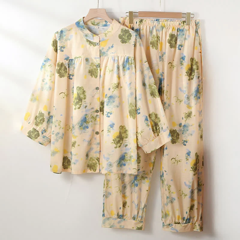 Loungewear-Set aus Baumwolle mit orientalischem Tintenmuster