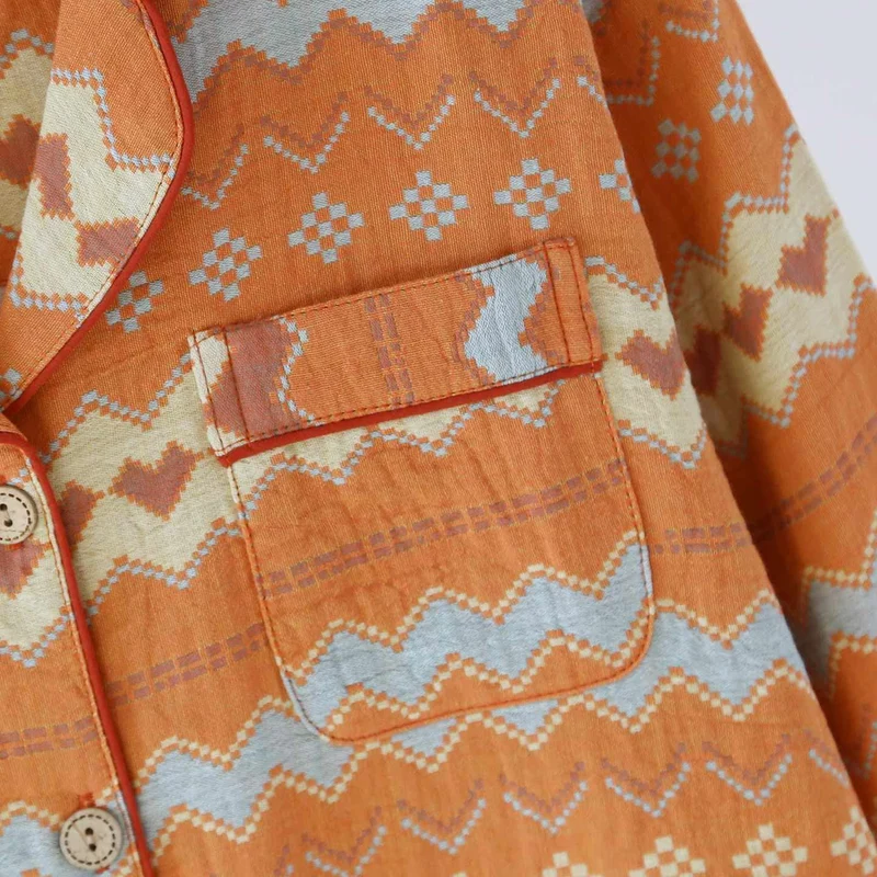 Vintage Wave Baumwoll-Loungewear-Set für Paare