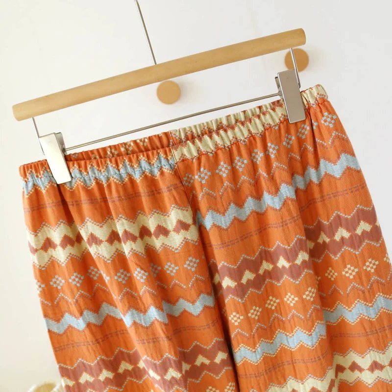 Vintage Wave Baumwoll-Loungewear-Set für Paare