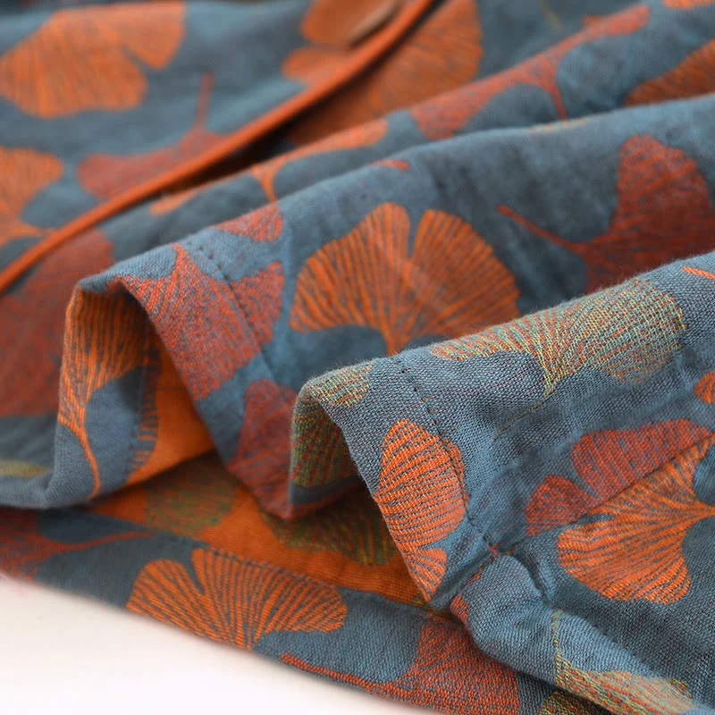 Loungewear-Set aus Baumwolle mit Ginkgoblatt-Knopf