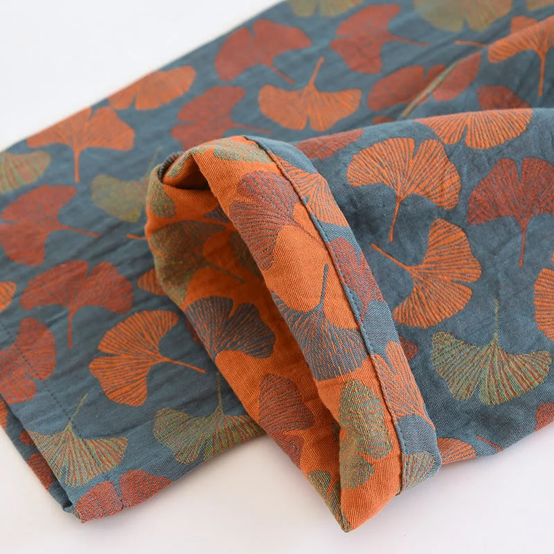 Loungewear-Set aus Baumwolle mit Ginkgoblatt-Knopf
