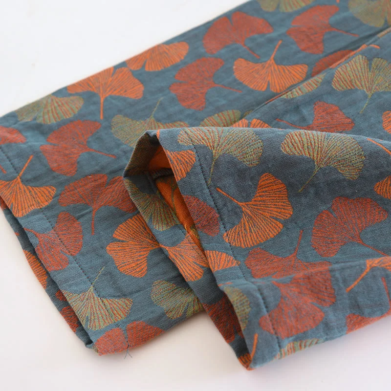 Loungewear-Set aus Baumwolle mit Ginkgoblatt-Knopf