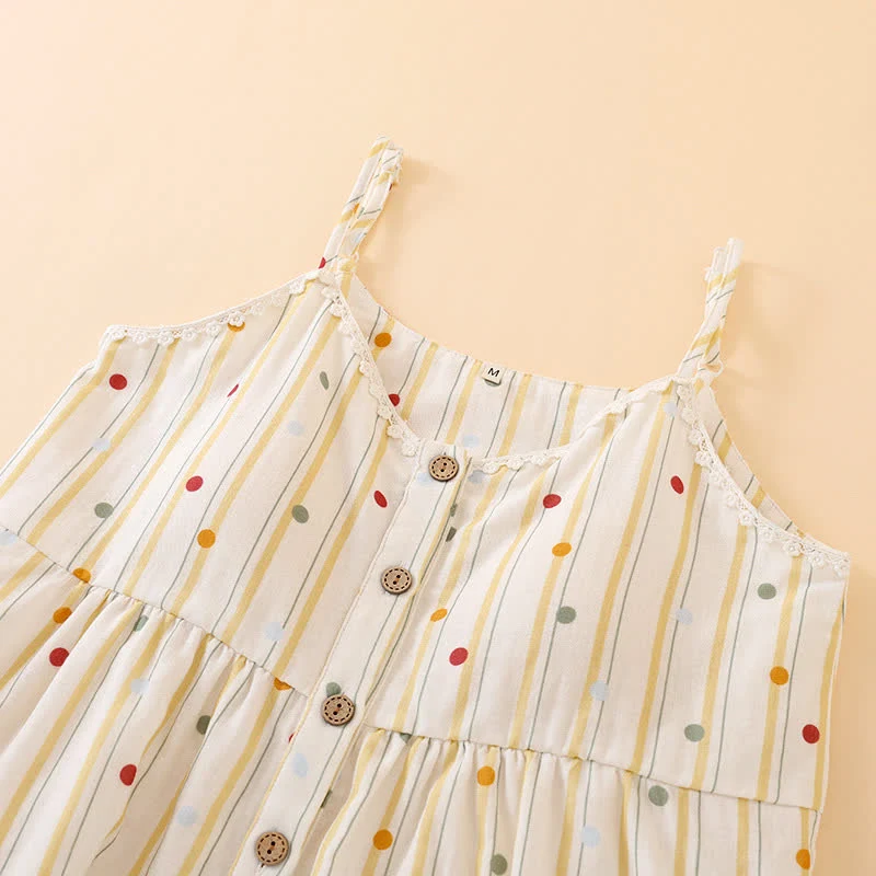Gestreiftes Baumwoll-Pyjama-Set mit Polka-Dot-Top