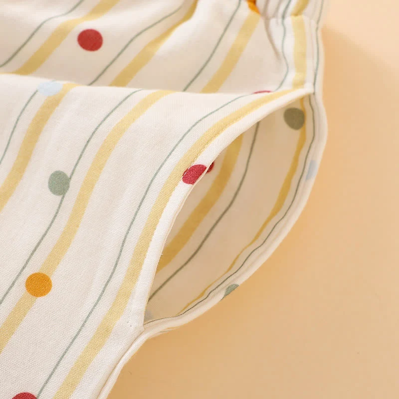 Gestreiftes Baumwoll-Pyjama-Set mit Polka-Dot-Top