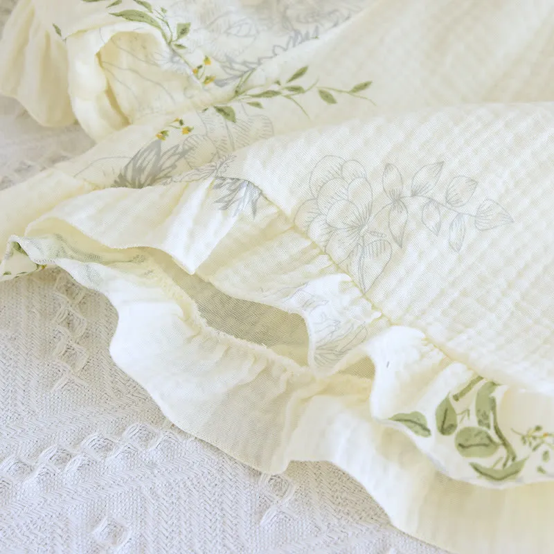 Pyjama-Set aus Baumwolle mit Blätterprint, Trägertop und Baumwollunterwäsche