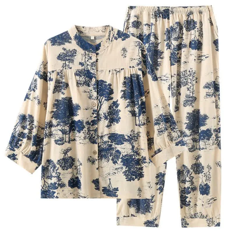 Loungewear im Retro-Oriental-Stil aus Baumwolle