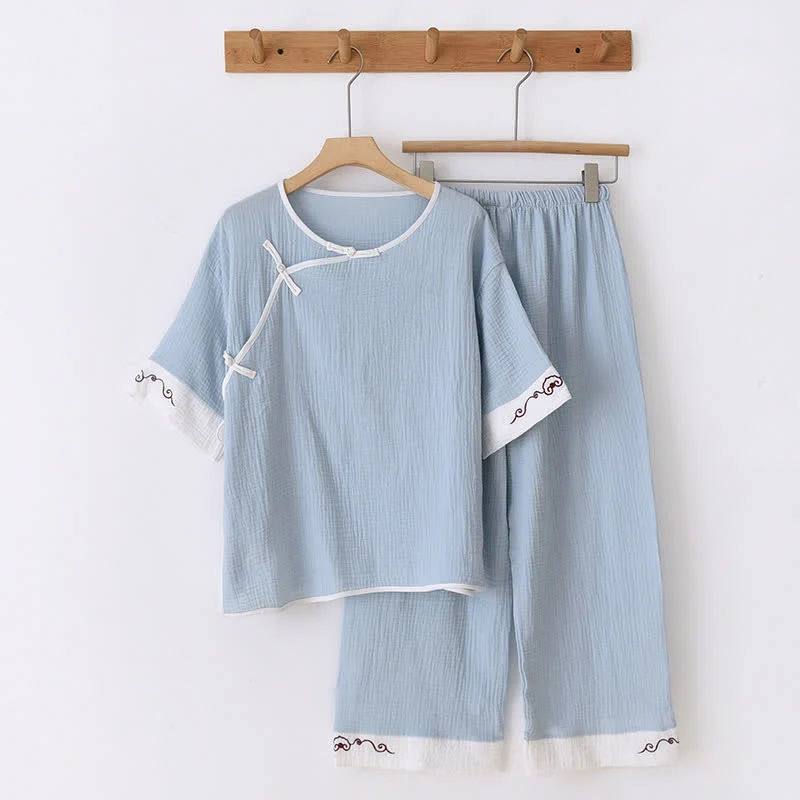 Loungewear im orientalischen Stil aus Baumwollgaze, Kimono