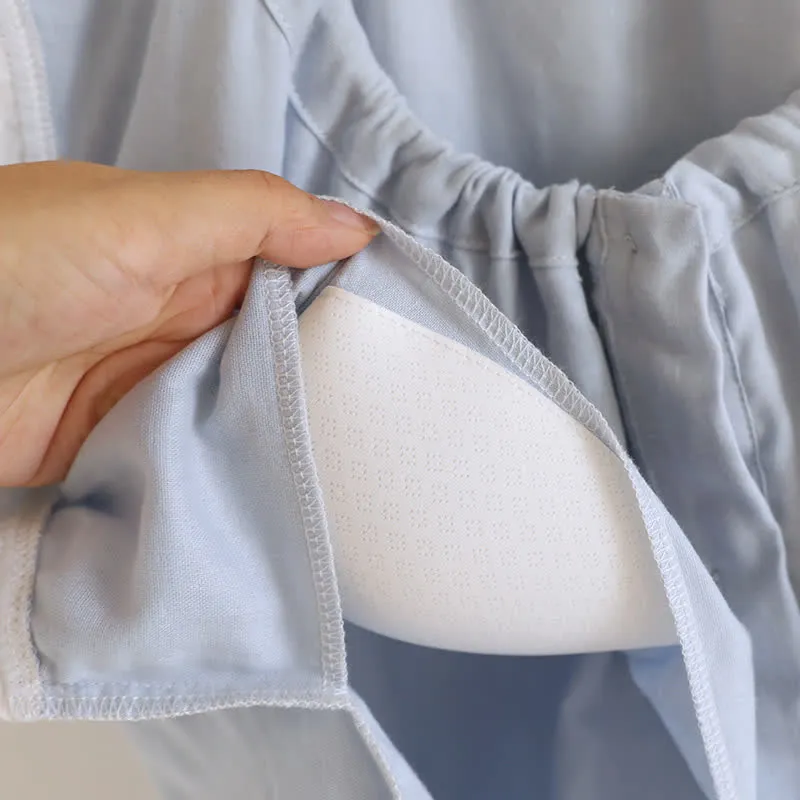 Tanktop-Pyjama aus einfarbiger Baumwolle mit Spitzenbesatz