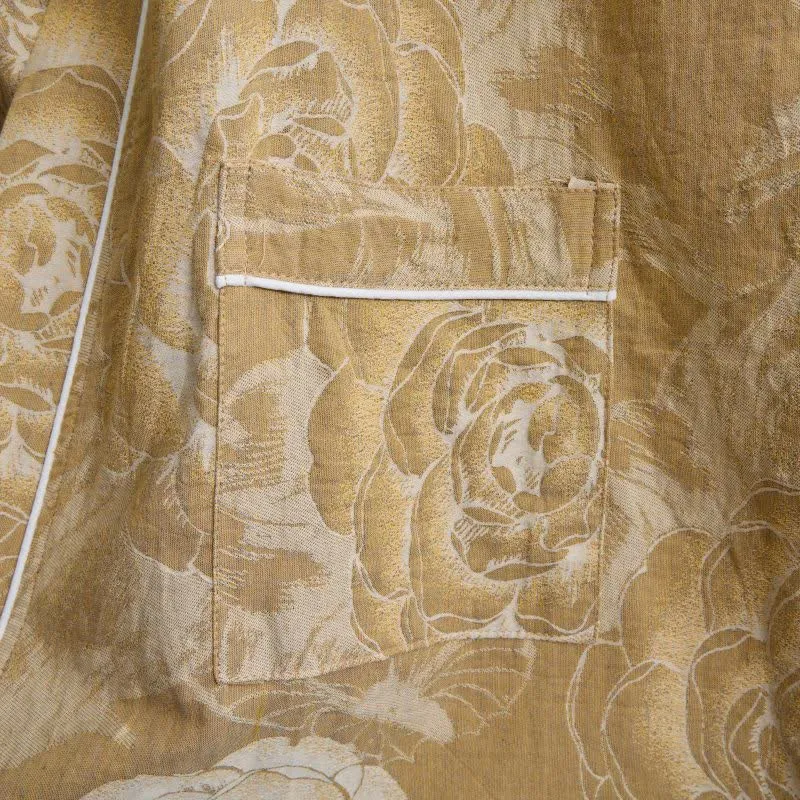 Luxuriöser Kimono-Bademantel aus reiner Baumwolle mit Pfingstrosenmuster